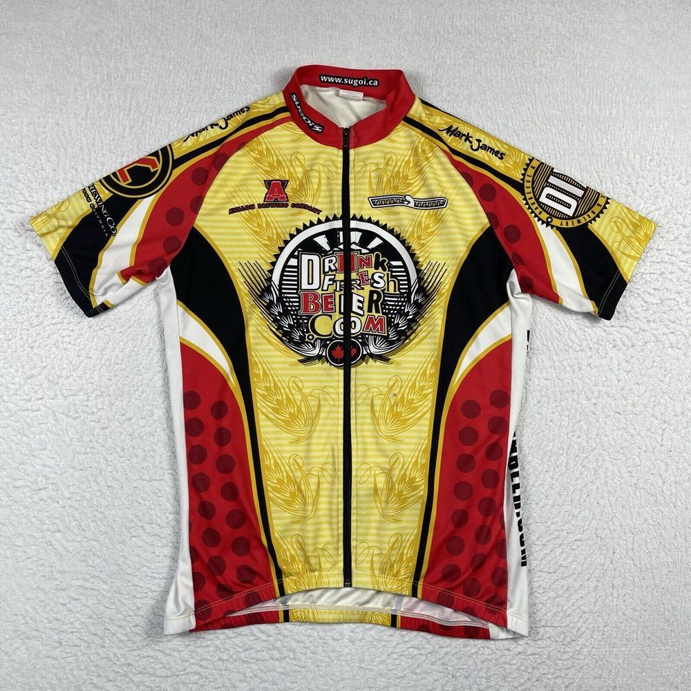 Sugoi Cycling Jersey Mens Large Canada Beer‎ Brewing BBQ Full Zip Short Sleeve